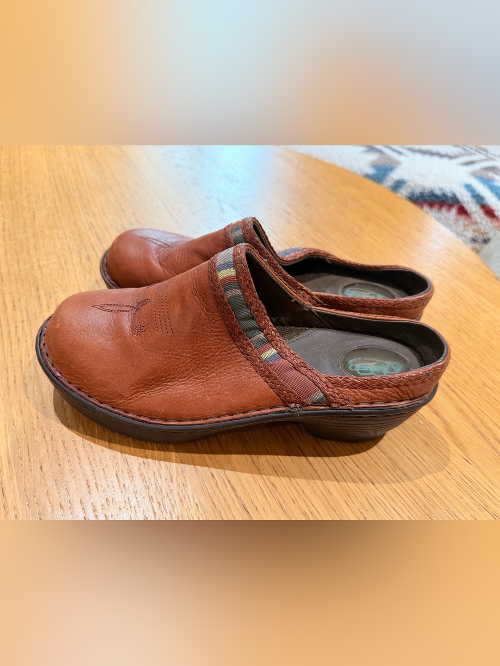 Durango Women's Brown Leather Slip-On Mule with Striped Accent